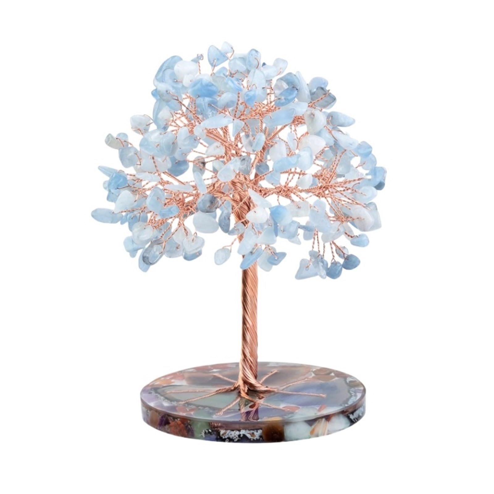 crystal tree， Feng Shui NaturalCrystal Money Tree Bonsai Style Decoration For Wealth And Luck Fengshui Decorations(Blue)