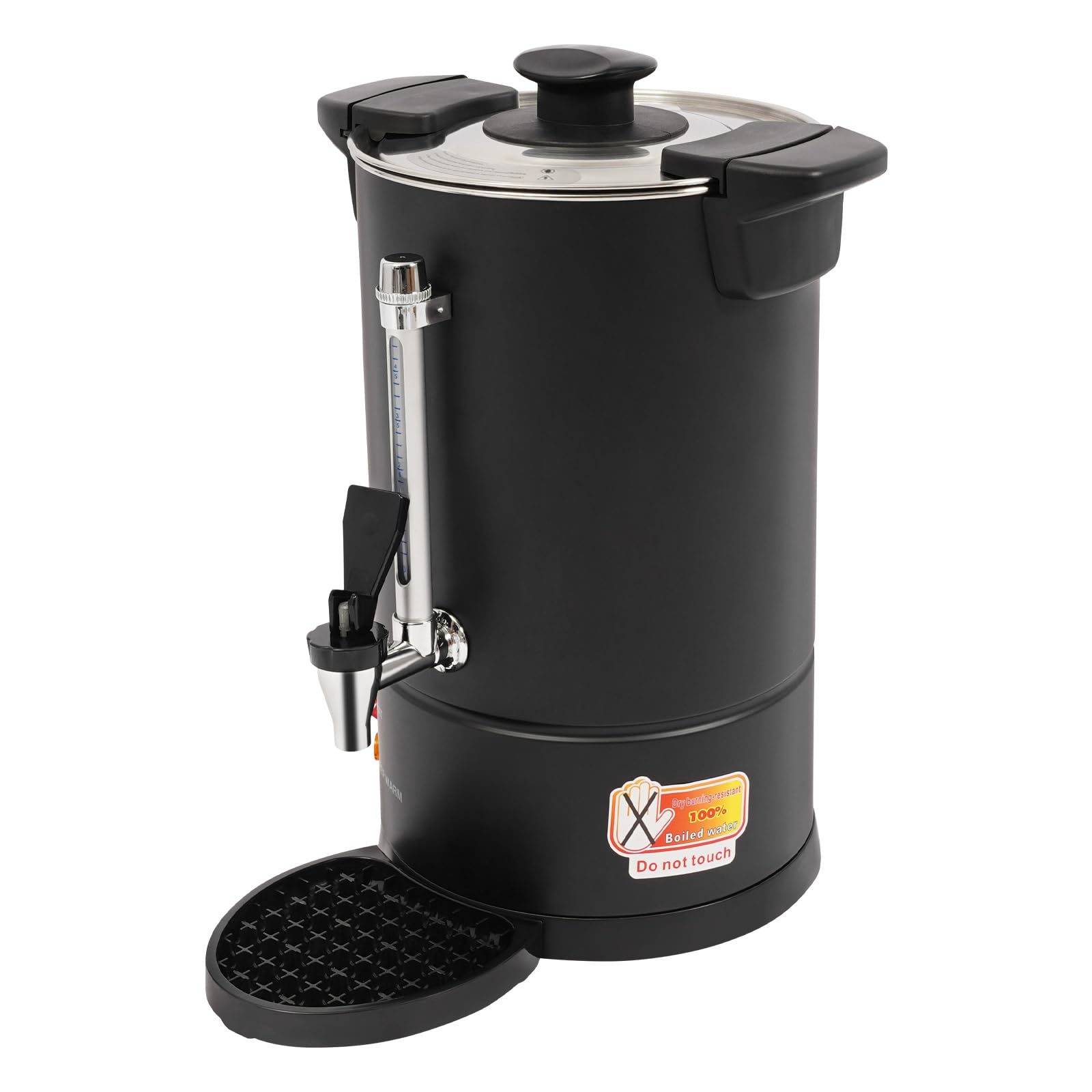 Coffee Urn, Commercial-Grade Large 2.11gal Capacity Tabletop Coffee Urn, 950w Stainless Steel Electric Hot Water Pot Urn, Water Gauge, Overheat Protection, Rotating Lid, Black