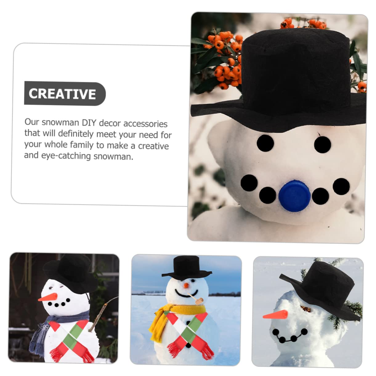 TOPBATHY 3 Sätze Schneemann verkleiden Winter weihnachtsschneemann dekore weihnachtsbekleidung weihnachtsklamotten Schneemann Macht Requisiten Schneemann, der Stütze verziert hölzern