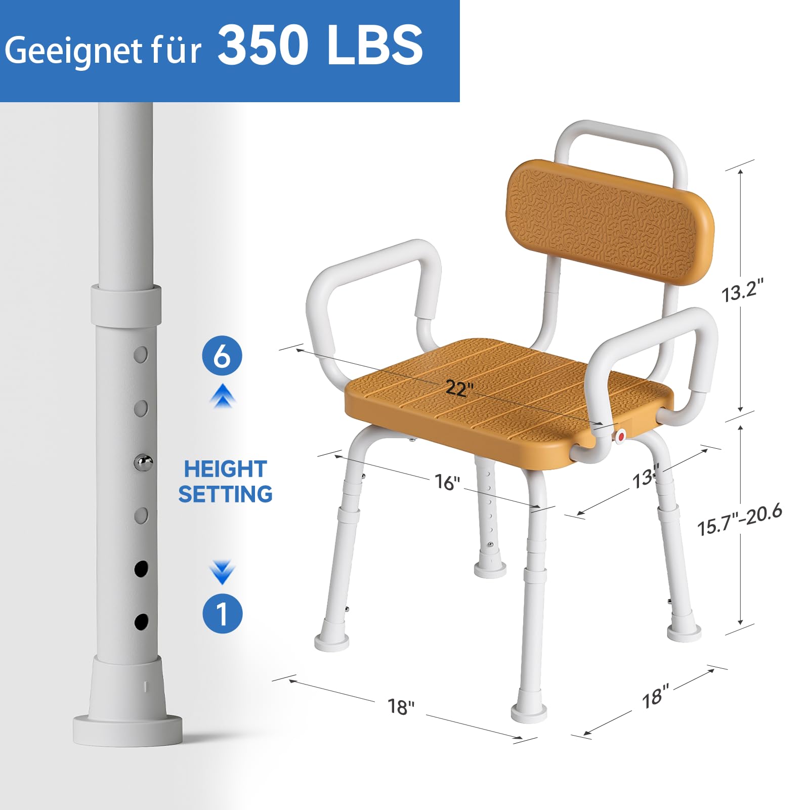 Loyoda Taburete de ducha con función giratoria de 360°, de aluminio de alto rendimiento, hasta 150 kg, antideslizante