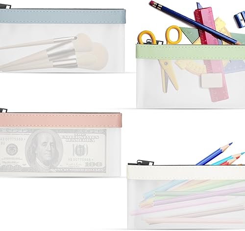 Miniatura 4 de 4 bolsas de dinero con cremallera, bolsa de dinero para efectivo, bolsa bancaria, organizador de dinero transparente para dinero en efectivo,