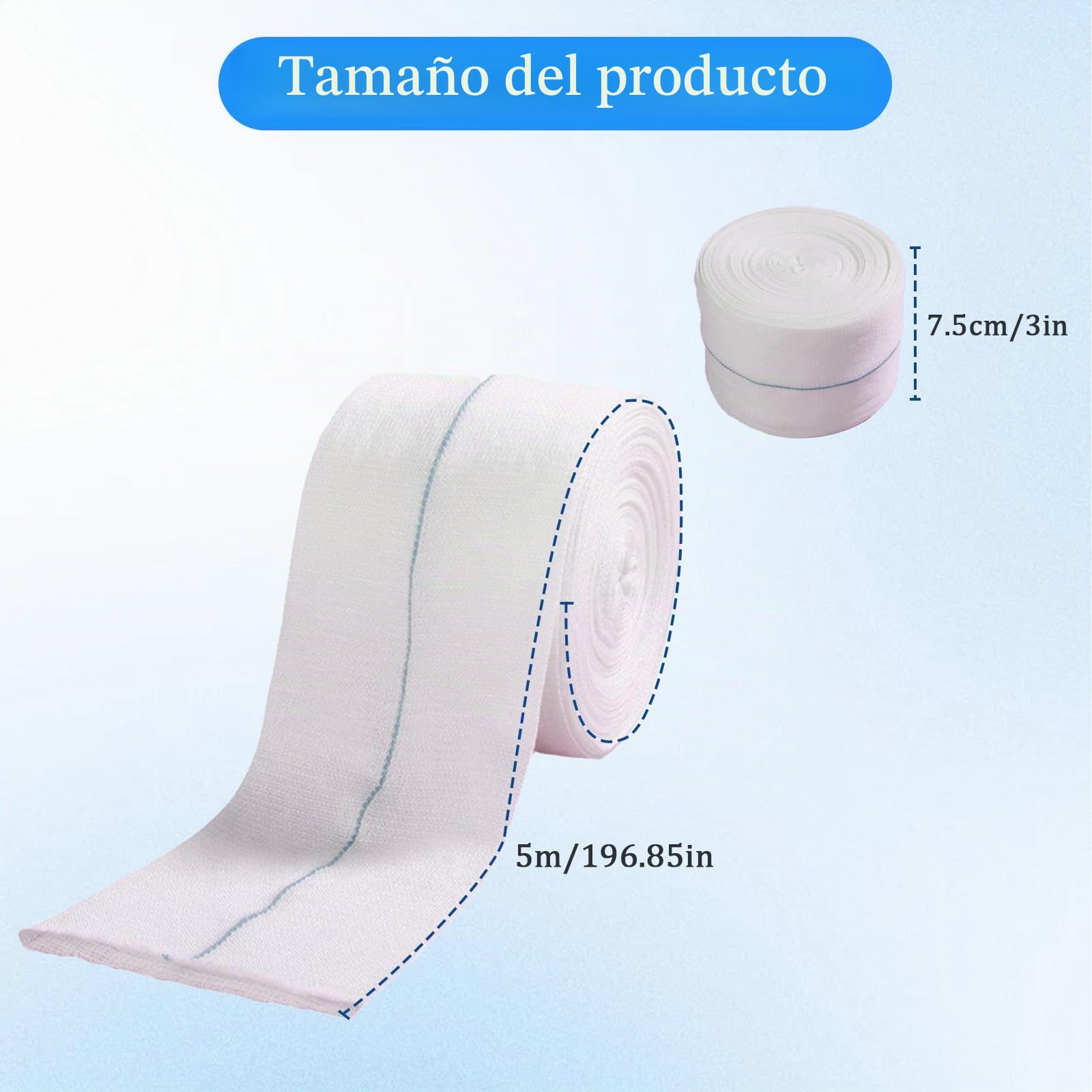 Vendaje elástico de compresión tubular, medias de apoyo, vendaje de fijación, vendaje de apoyo 7,5 cm x 5 m, vendaje tubular vendaje para brazos, rodillas, piernas y dedos
