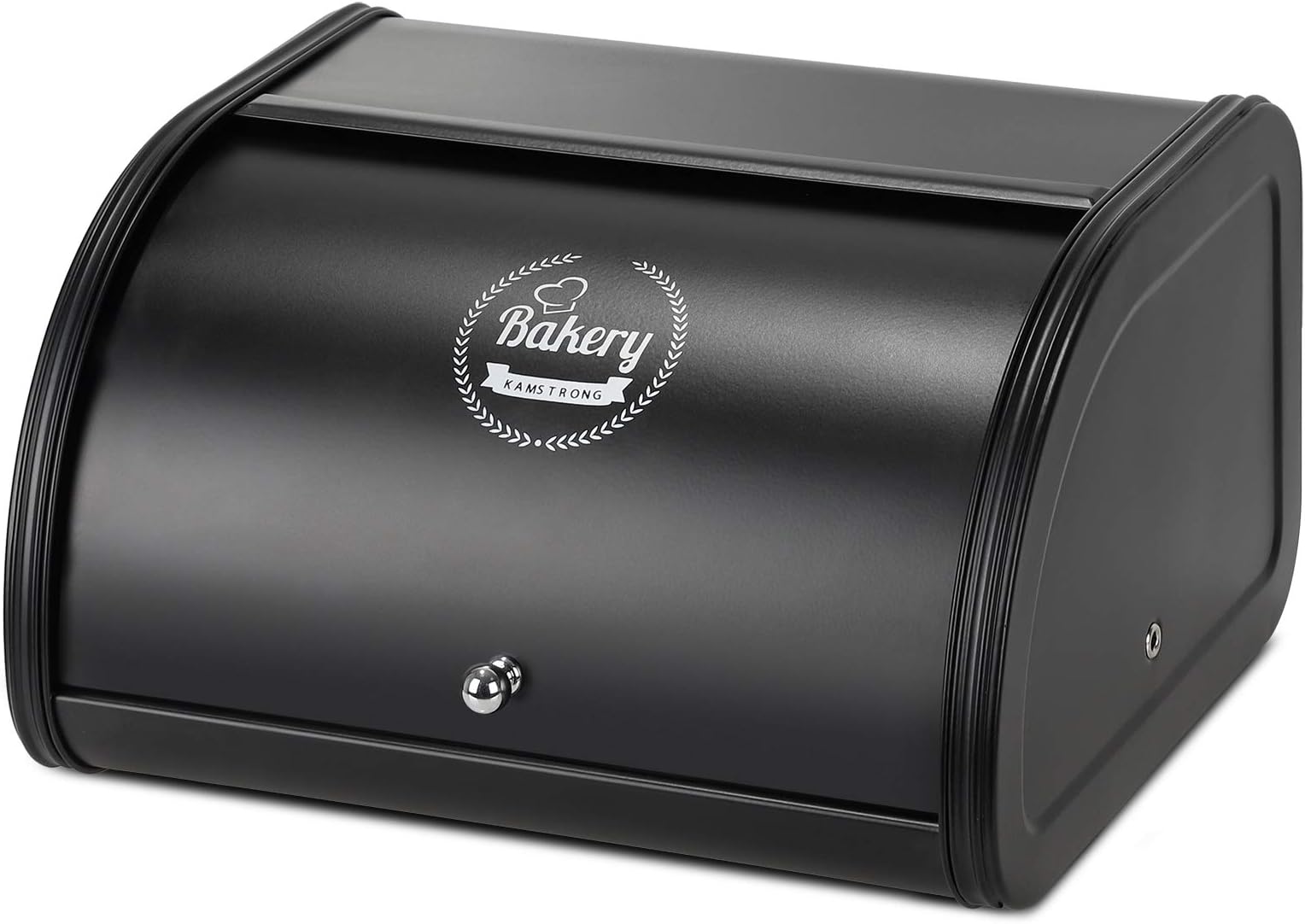 Metal Bread Box, Countertop Bread Storage, Bread Boxes with Roll Top Lid, Bread Bin Container Holder, Breadbox Holds for Your Kitchen Counter (Black)