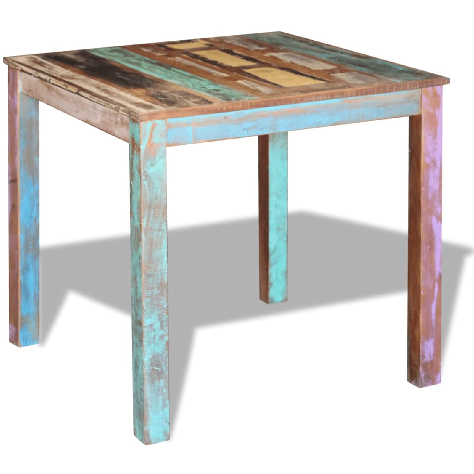 Homgoday Table de Salle à Manger en Bois de Récupération - Style Antique Multicolore - 80x82x76 cm