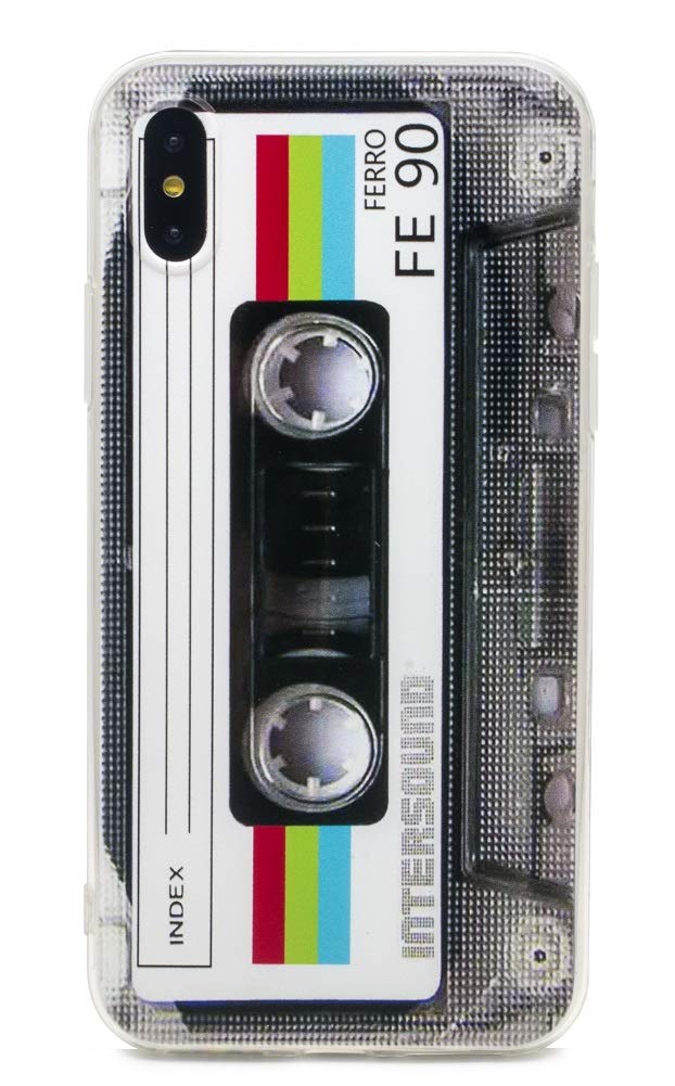 FAteam Case for iPhone X, Matte Finish Heavy Duty Soft Back Cover with TPU Soft Bumper Retro Cassette Tape Case Compatible with iPhone X/iPhone Xs -5.8 Inch