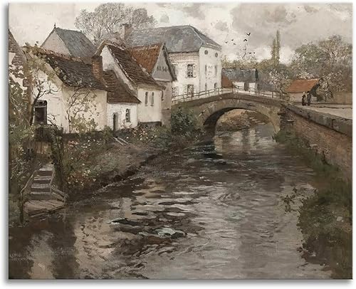 Arte de pared de paisaje de baño pequeño, decoración vintage, lienzo retro para dormitorio, sala de estar, impresiones de imágenes vintage,