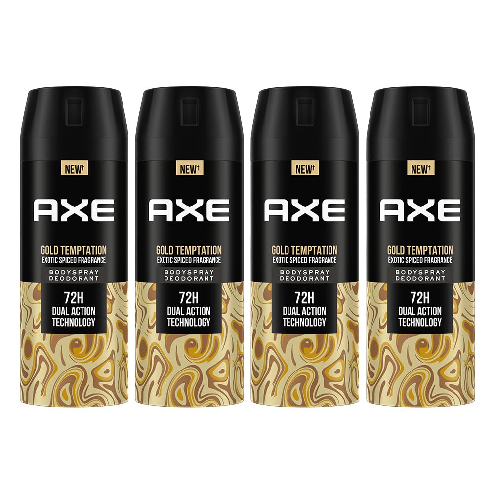 Axe Gold Temptation Long Lasting Deodorant Bodyspray For Men 150 ml, Pack of 4-picture-37