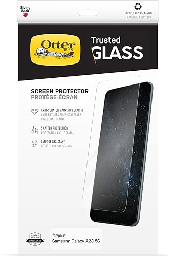 OtterBox Protector de pantalla de vidrio de confianza para Galaxy A23 5G