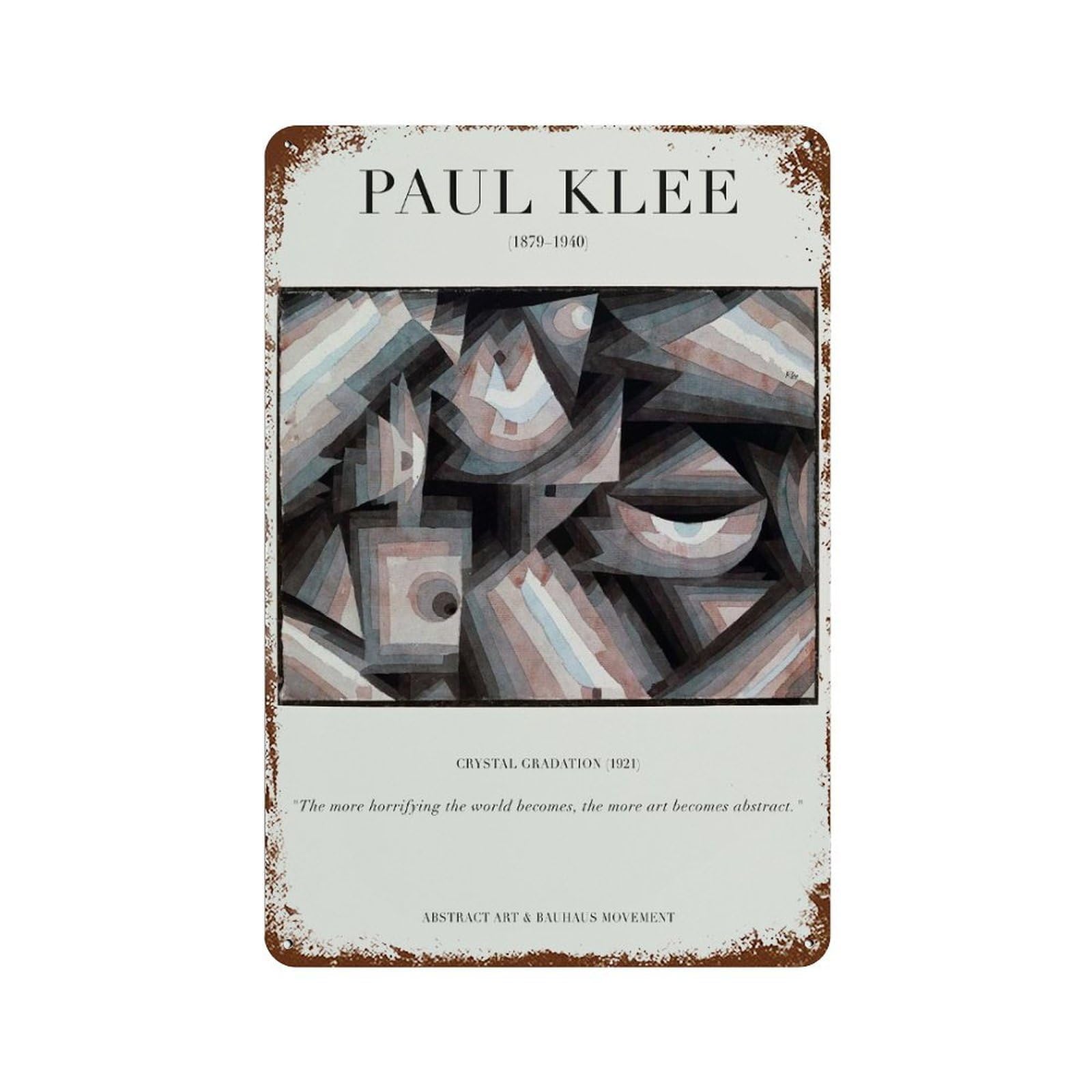 Retro Metal Sign with Paul Klee Crystal Gradation Abstract Art Design 11.8"x7.9", for Shed, Workshop And Garage Wall Decor, Old School Wall Decor