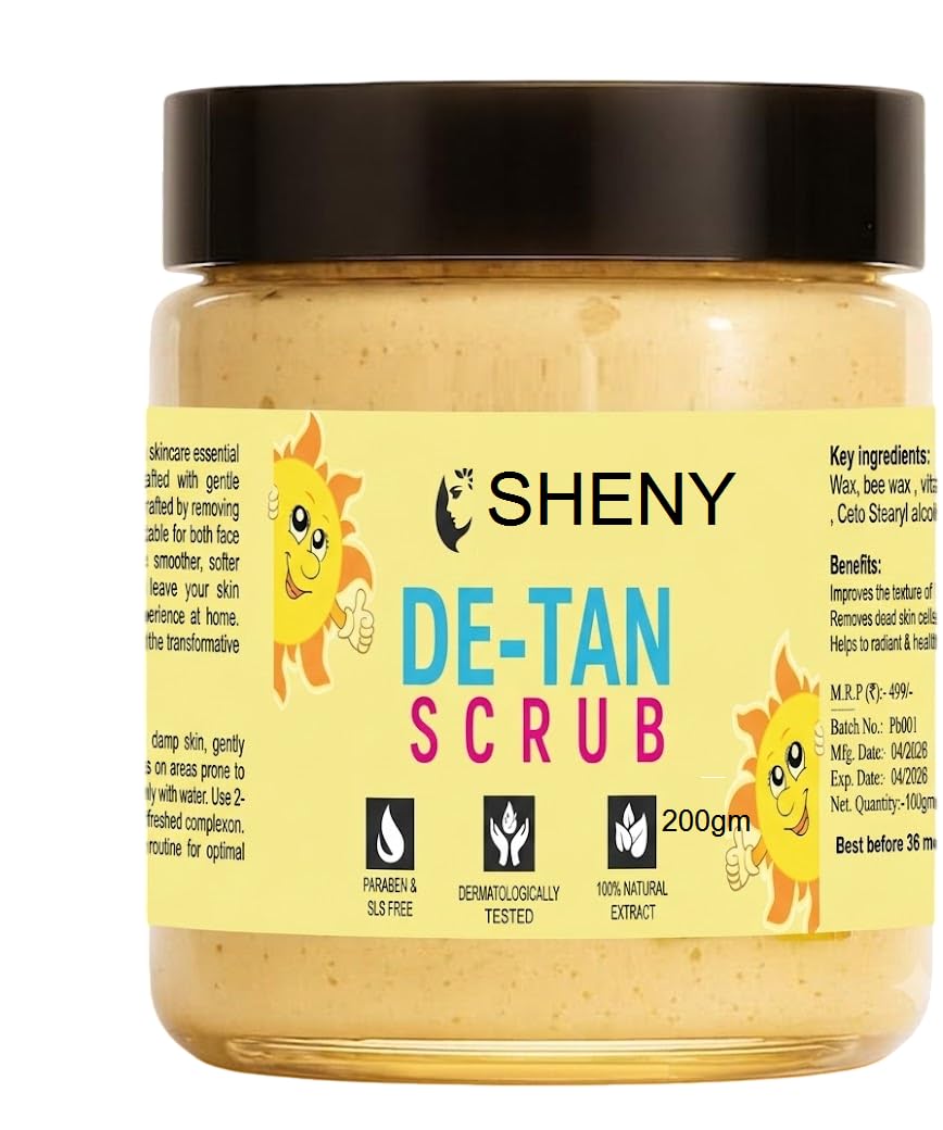 SHENY De-Tan Scrub, 200 gRefreshing Face and Body Scrub Developed to Gently Cleanse and Help Remove Tan for a Smoother, Radiant Skin Feel-image-13