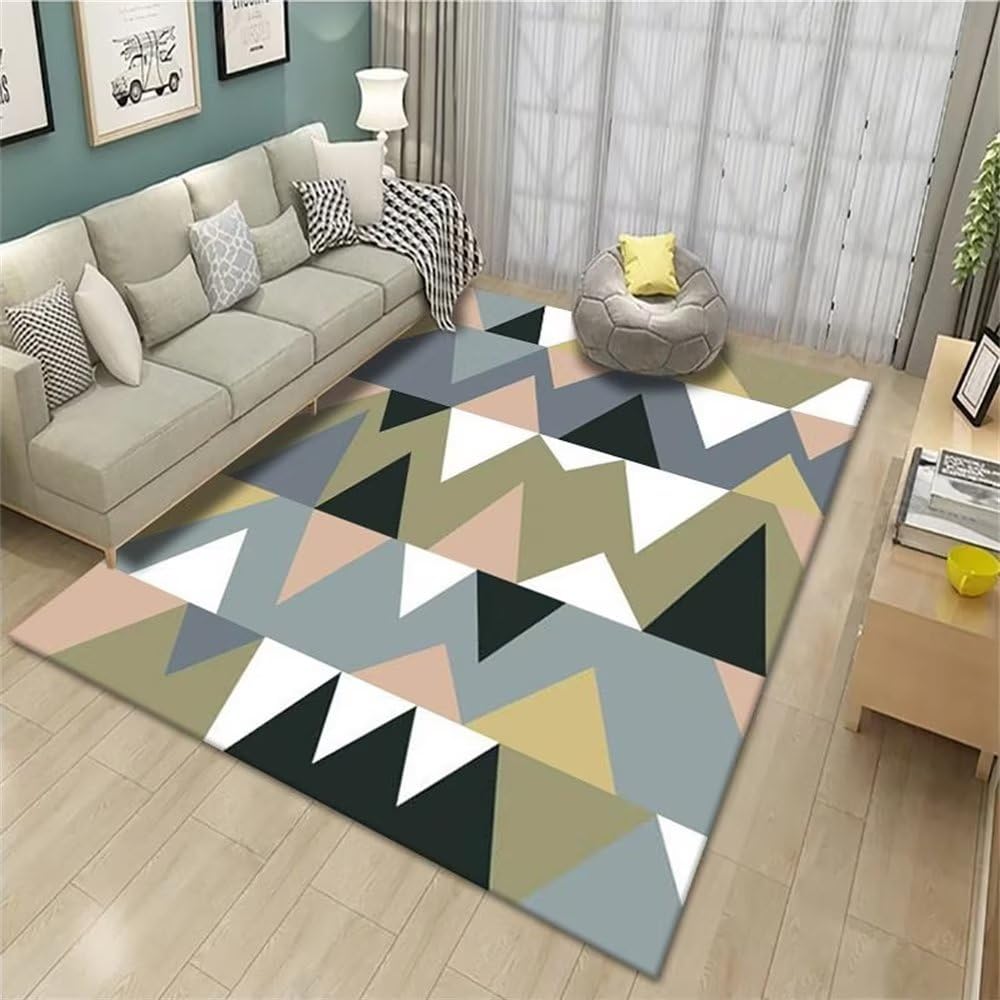 Decoracion hogar Antideslizante geométrico Alfombra Carretera Infantil Multicolor Antideslizante para alfombras alfombras Grandes Salon Alfombra De Juego Bebe Alfombra de piso150x210CM