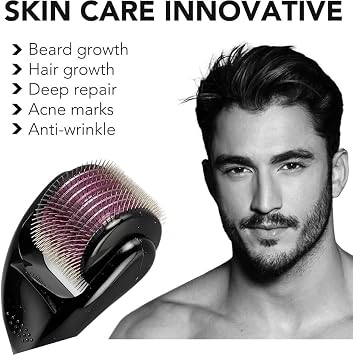Derma Roller for Skin,Beard Derma Roller for Hair Growth & Care,Facial Roll, Micro needling 0.25mm 0.5mm 1mm 1.5mm,540 Titanium Micro Needles for Facial,Body & Hair Growth (1.5MM)