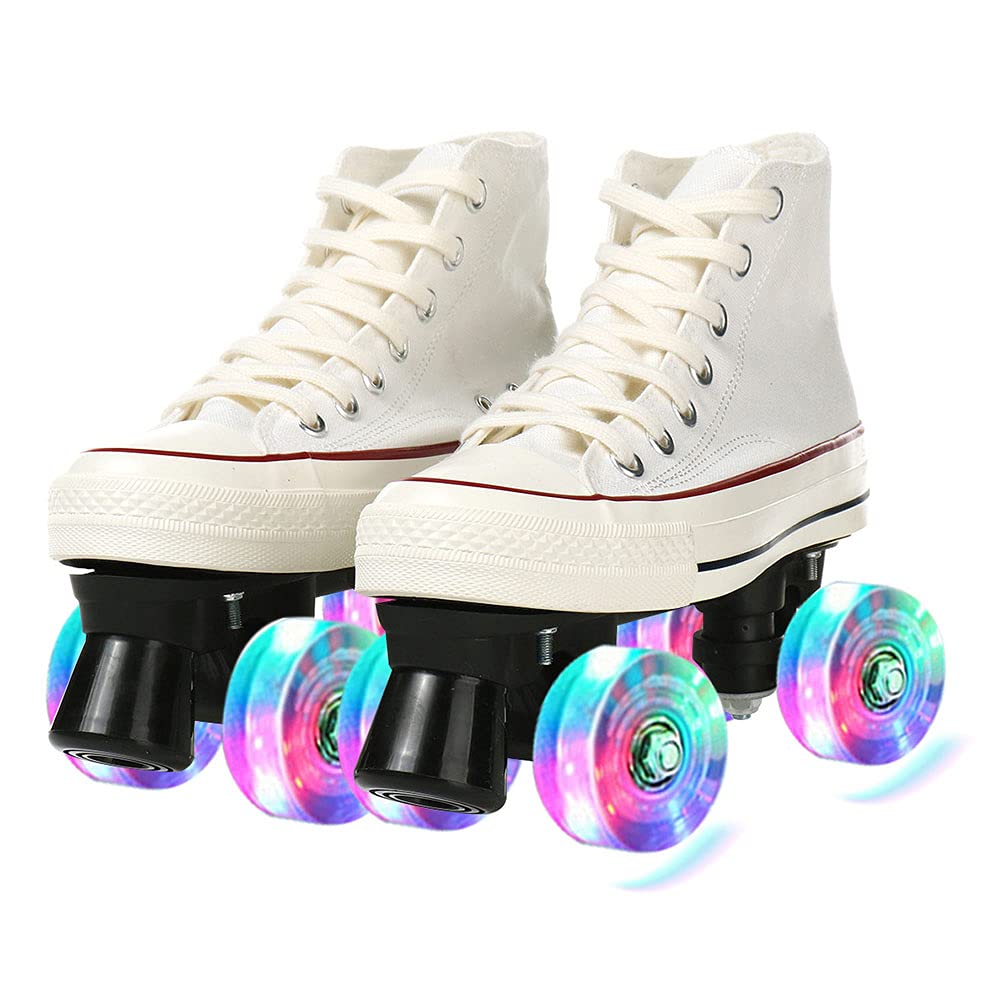 Roller Skates QUAD Roller Skates Adjustable Size for Adults Kids Beginners Rookie Men Women Unisex 4 Wheels Boardwalk Indoor and Outdoor Play with Protection
