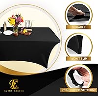 Vista 4 de Mantel cubremesa elastizado, rectangular, de 6 ft, de lino de lycra ajustado, para cubrir la mesa de DJ, artesanos, vendedores, bodas, fiestas