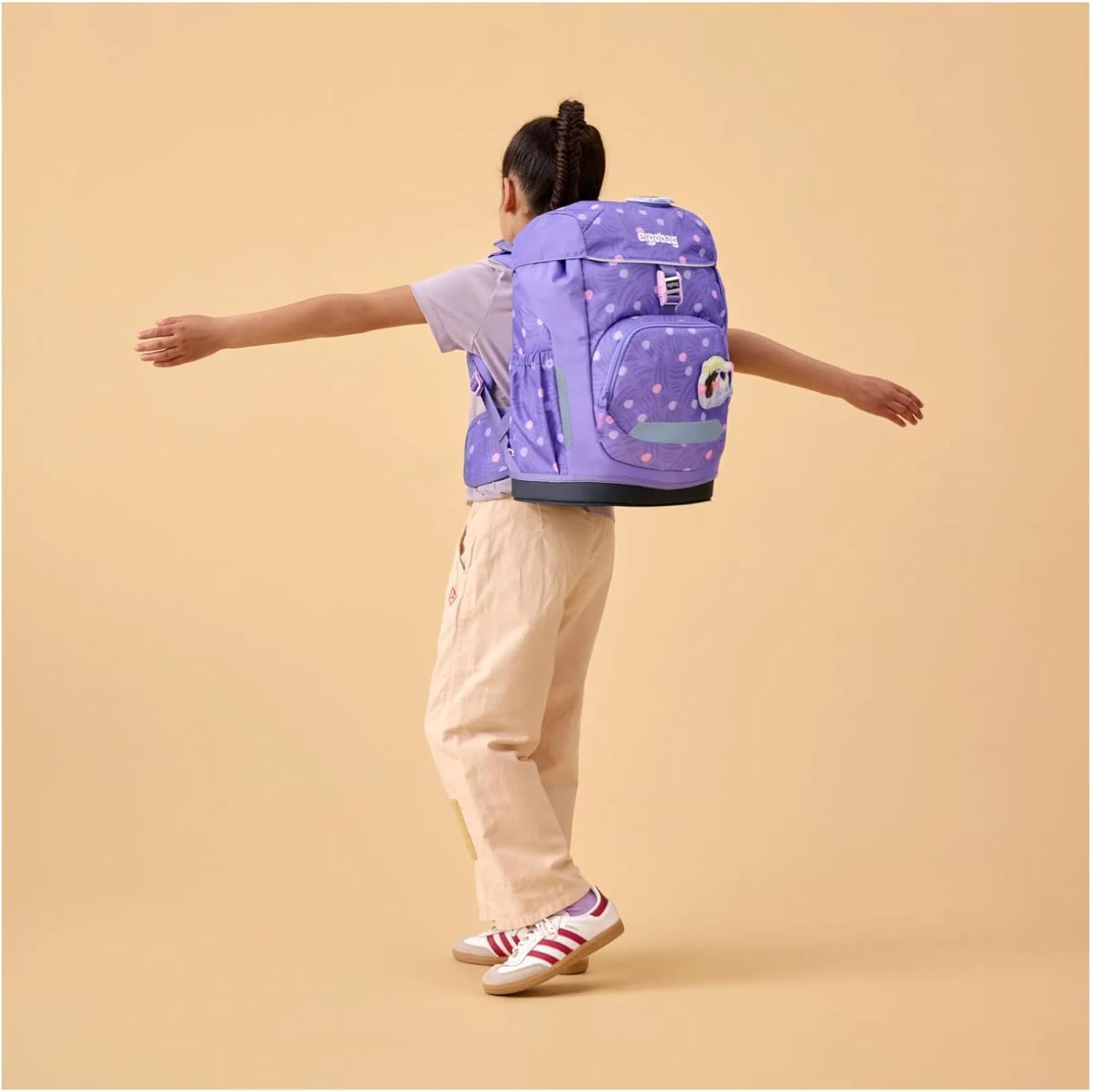 ergobag flex zaino per la scuola elementare, flessibile, ergonomico, leggero, 23 litri, per bambine e bambini PonyBearadise - Lavanda