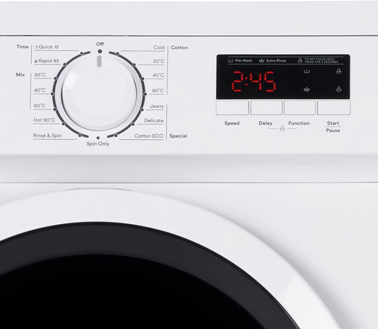 Close-up of the Esatto EFLW800 control panel