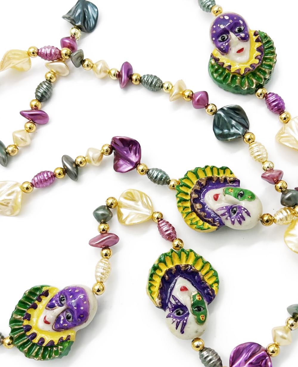 Masquerade Mask Faces Mardi Gras Bead Necklace New Orleans