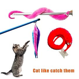 SHENGSEN 12 Pieces Fuzzy Worm Toys Worms On String Bulk Trick Toy Party Favors for Kid Cat (6 Colors)