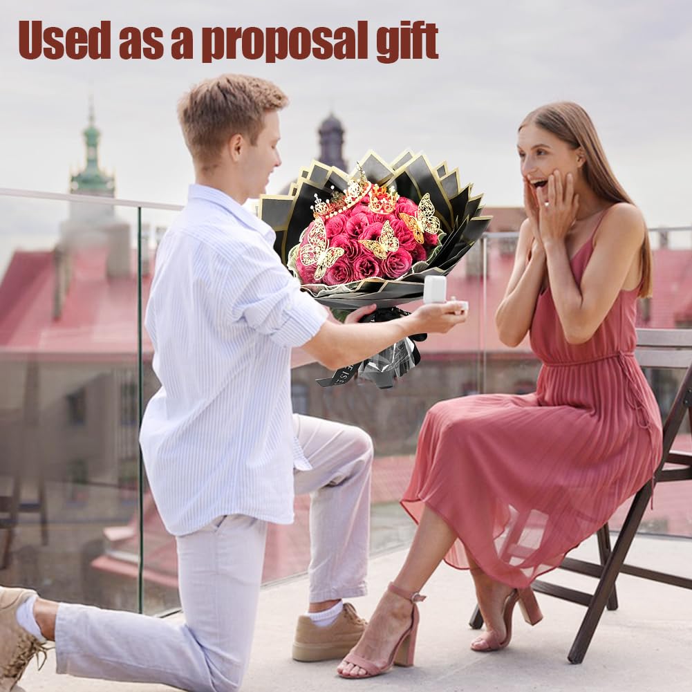 RANJIMA Rosas Artificiales con Purpurina Regalo Original para el Día de la Madre, 24 Piezas Ramo de Flores Artificiales DIY con Corona, Regalos Mujers,Regalo Novia,Cumpleaños,Compromiso, Aniversario