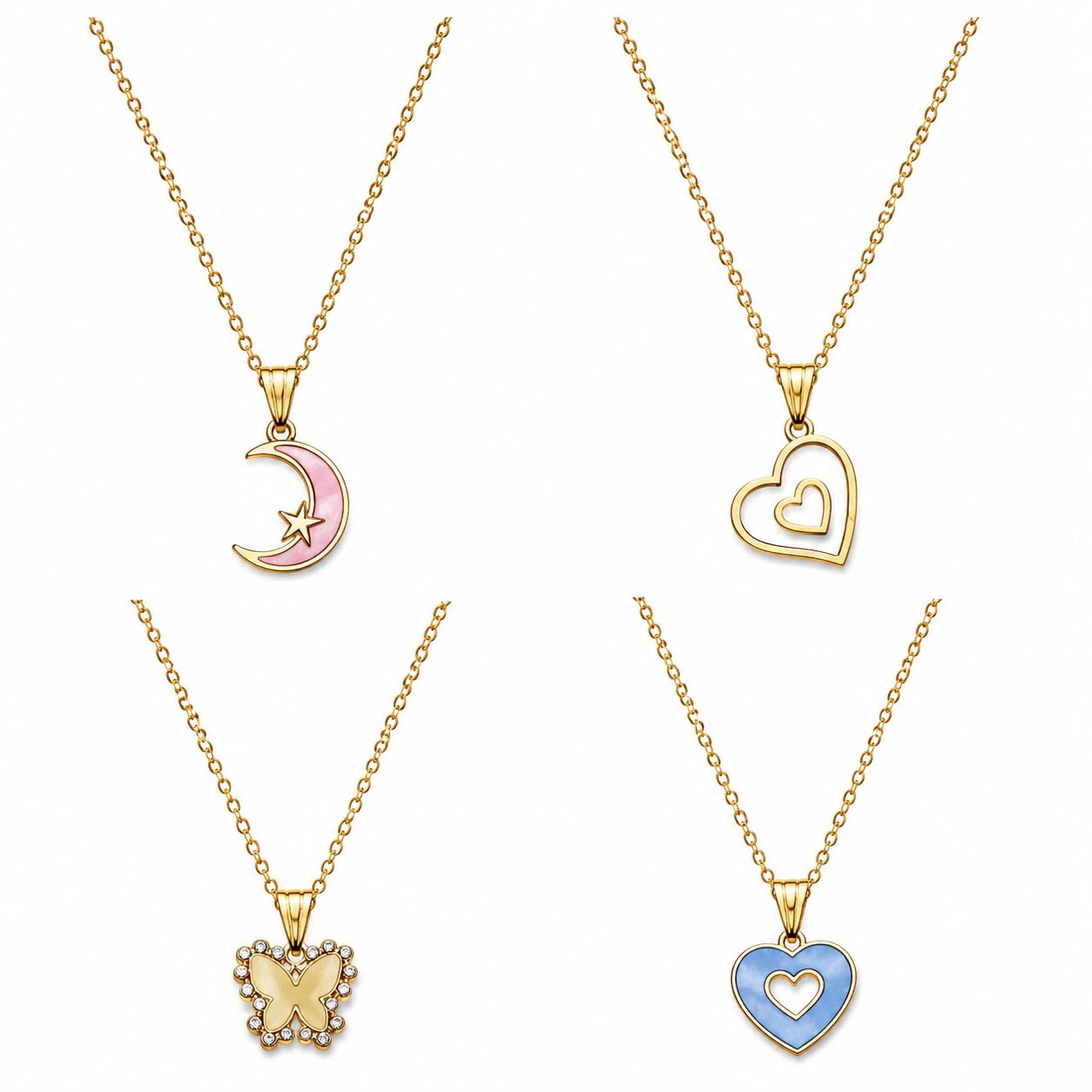 Beautiful Gold Plated Set of 4 Chain Pendant Stylish & Fancy Jewelley Set for Casual Outings, Parties For Girls and Womens-image-38