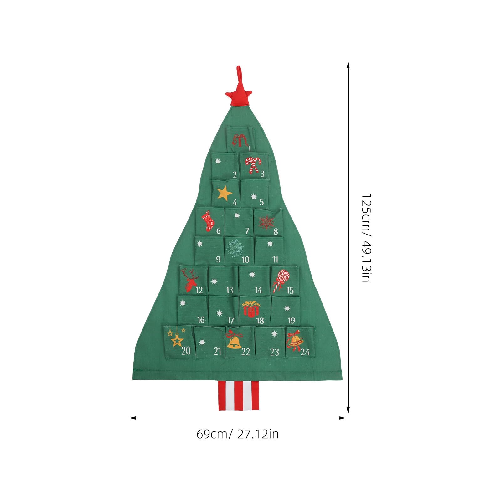 NUOBESTY 3 Sets Weihnachtsbaum Adventskalender mit 24 Taschen aus Baumwolle | Türhänger mit Holzdetails, Nummerierte Fächer, Platzsparende Aufbewahrung