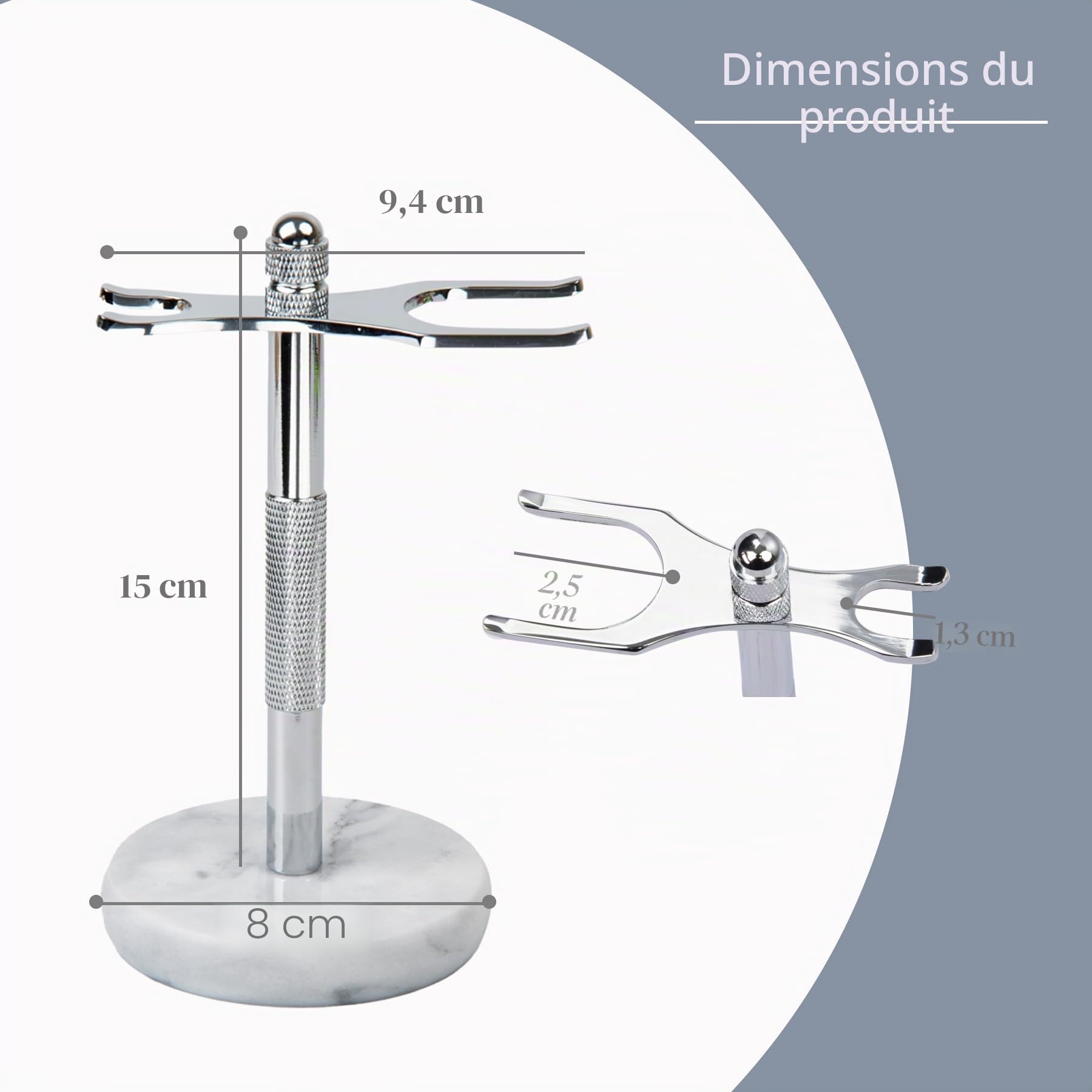 Support pour rasoir et brosse, le support de rasoir avec base en marbre est plus stable, la base ne rouille pas et la distance de protection ajustée protège votre plan de travail, un cadeau