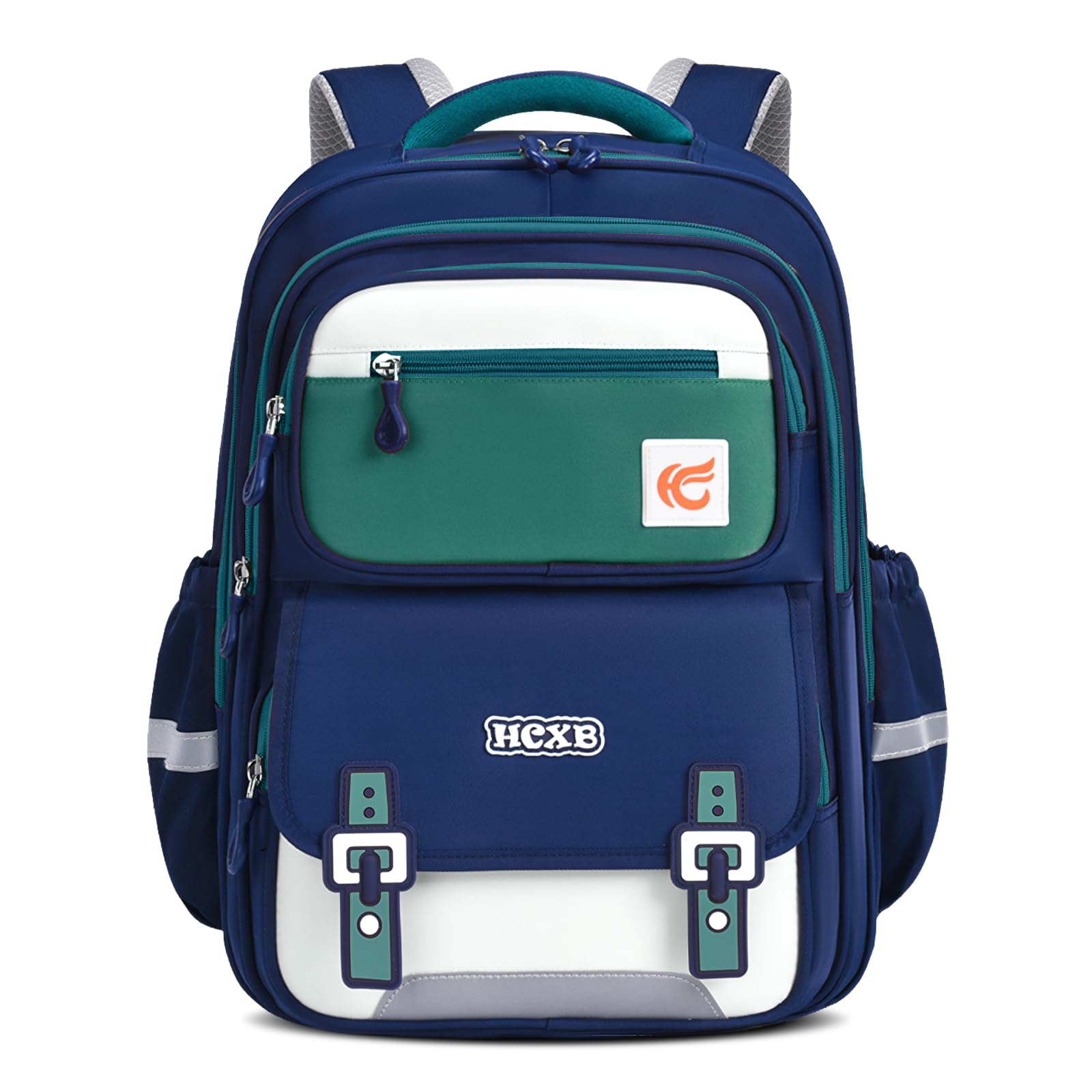 Amythe Schulrucksack Jungen 1. - 5. Klasse mit Reflektierend für Schule | Ergonomisch Schulranzen Lässiger Schultasche mit Brustgurt, Wasserdicht - Blau