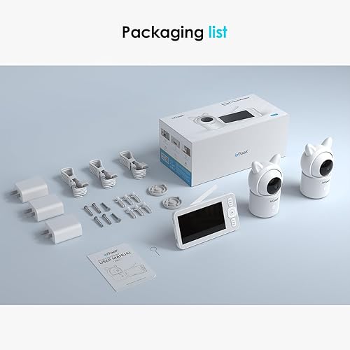 Miniatura 7 de ieGeek Monitor de bebé con 2 cámaras, pantalla de 5 pulgadas y cámaras 1080P y aplicación inteligente gratuita con pantalla dividida, monitor de
