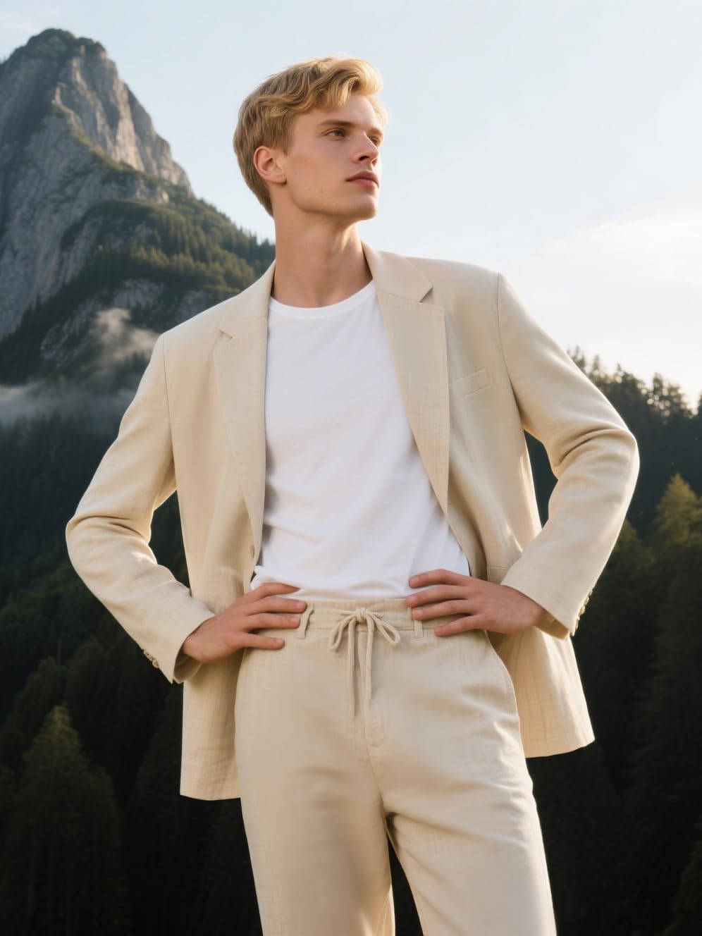 Men's Linen Suits 2 Piece Casual Regular Fit Linen Blazer Jacket and Pants for Summer Beach Wedding - Image 6