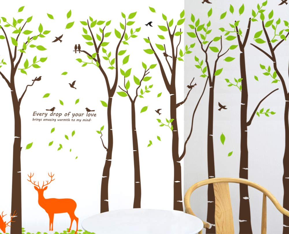 Wall Decor -7 Jungle Tree Wall Stickers for Kids' Room Living Room Art Woodland Nursery Decor for Classroom Playroom Decor, 83x118