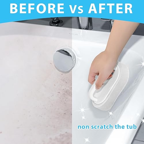 Miniatura 3 de Limpiador de bañera con asa, almohadilla de limpieza antiarañazos, limpiador de jabón para bañera, removedor de espuma para ducha, azulejos,
