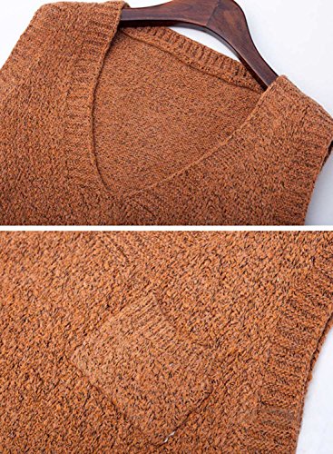 futurino Women's Boxy Solid Color Low V Neck Marled Knitted Sweater Vest Tops4