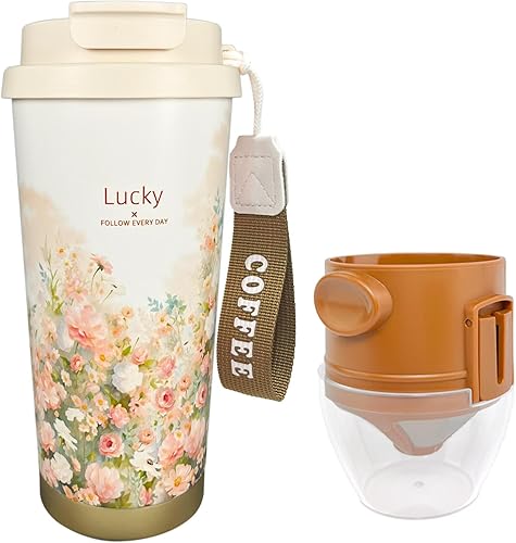 Miniatura 11 de ZK&HX LIFE Cafeteras de campamento de 13 onzas, juego de cafetera para verter sobre el campamento, infusor de té portátil para té de hojas sueltas