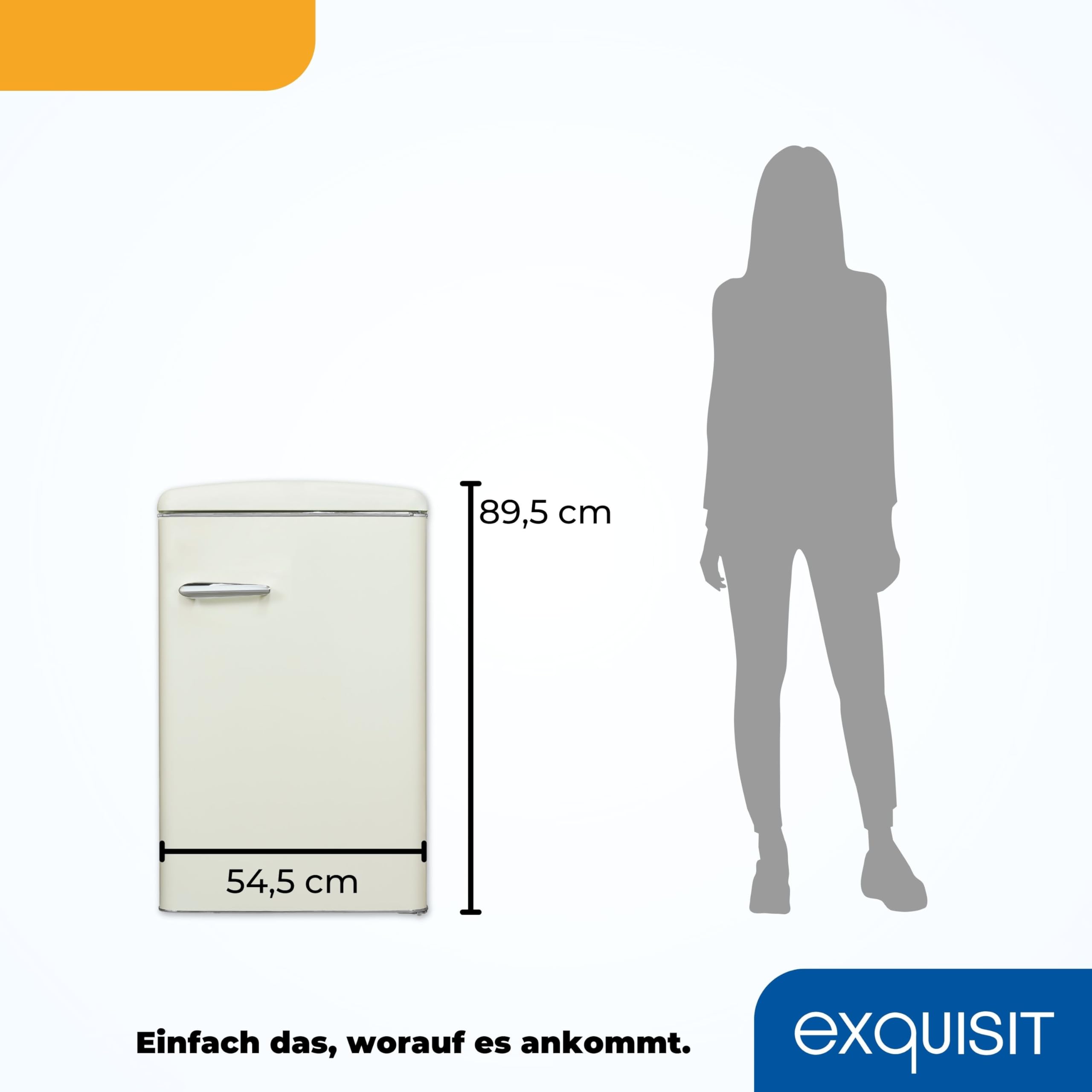 Exquisit RKS120-V-H-160E Retro Vollraumkühlschrank in Magnolienweiss, 122 L