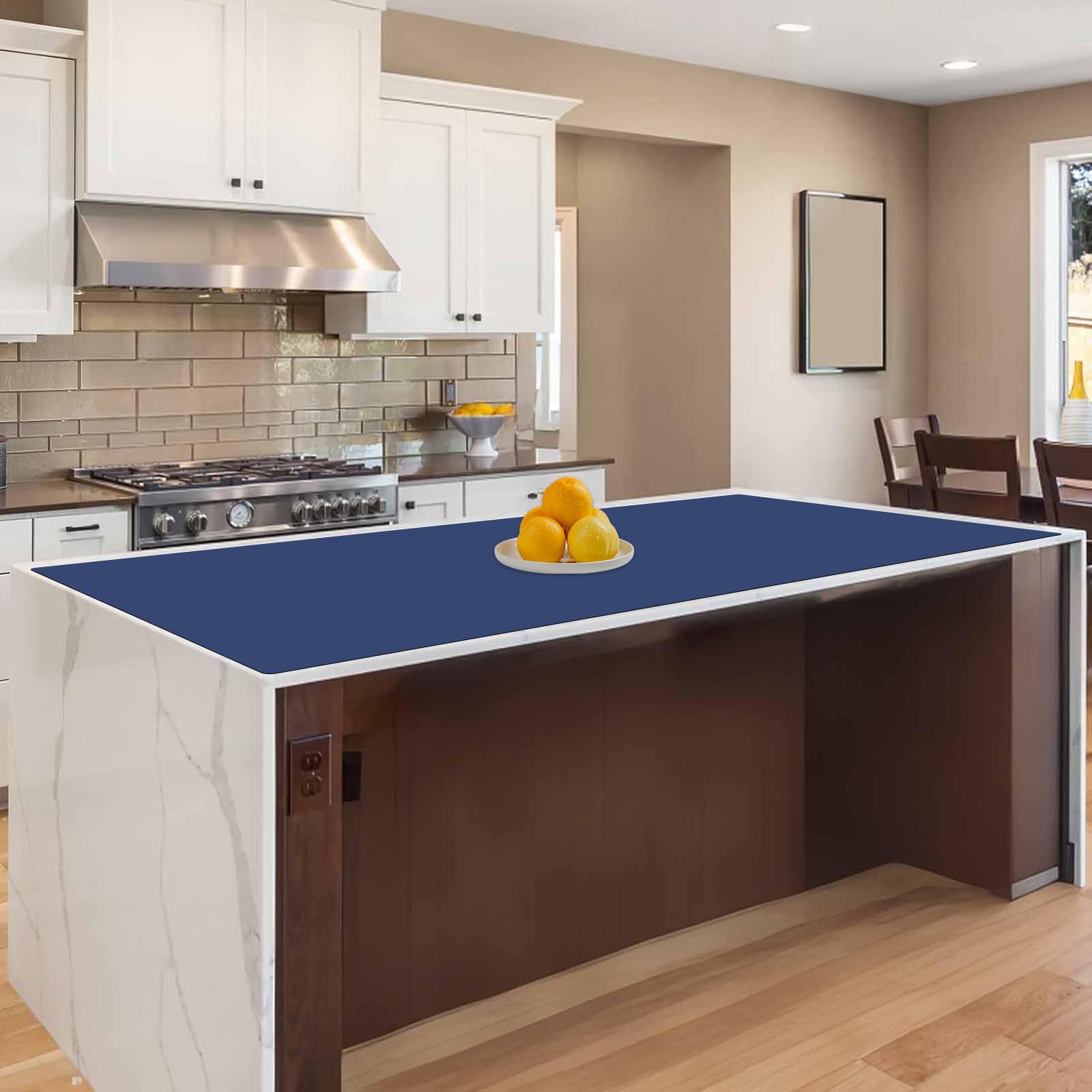 Photo 1 of 47.2"x23.6"(120cmx60cm) Large Silicone Mat for Kitchen Counter, Non-Slip Heat Resistant Countertop Protector, Waterproof Multipurpose Mat for Kitchen Island, Deep Blue