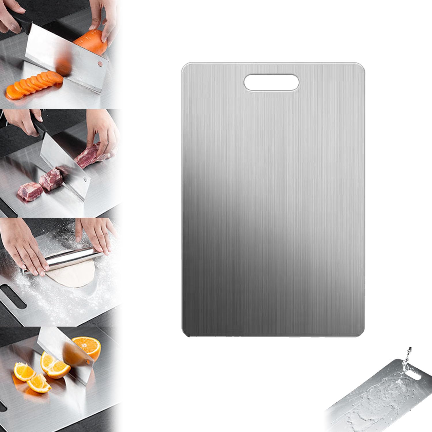 Yamato Cutting Board, Titanium Cutting Board for Kitchen, Double-Sided Food Grade Cutting Board, Stainless Steel Cutting Board, Easy to Clean (13.4 * 9in)