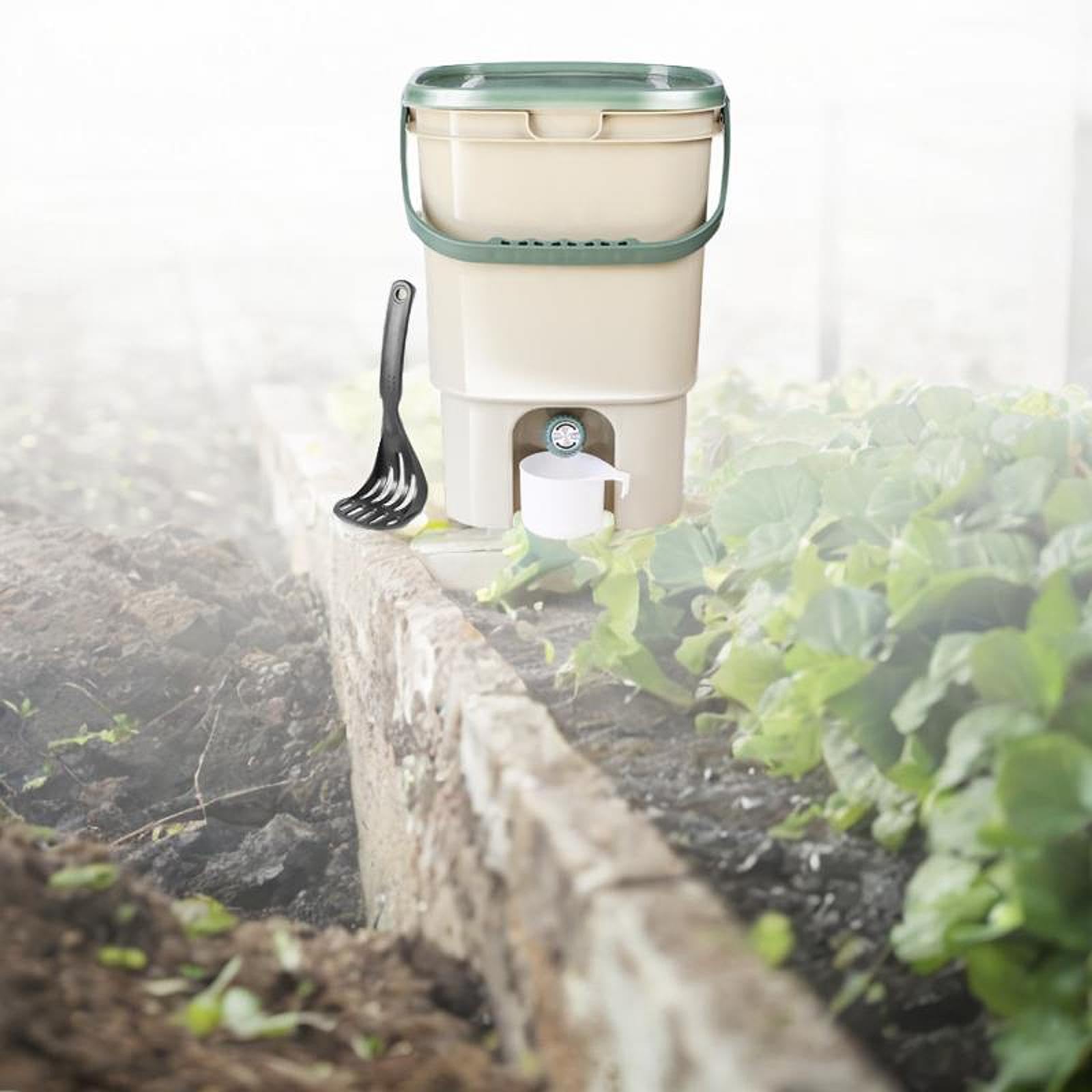 ????? 21L Kitchen Compost Bin with Lid Compost Bucket Food Waste Bucket for Indoor Outdoor Backyard, Green