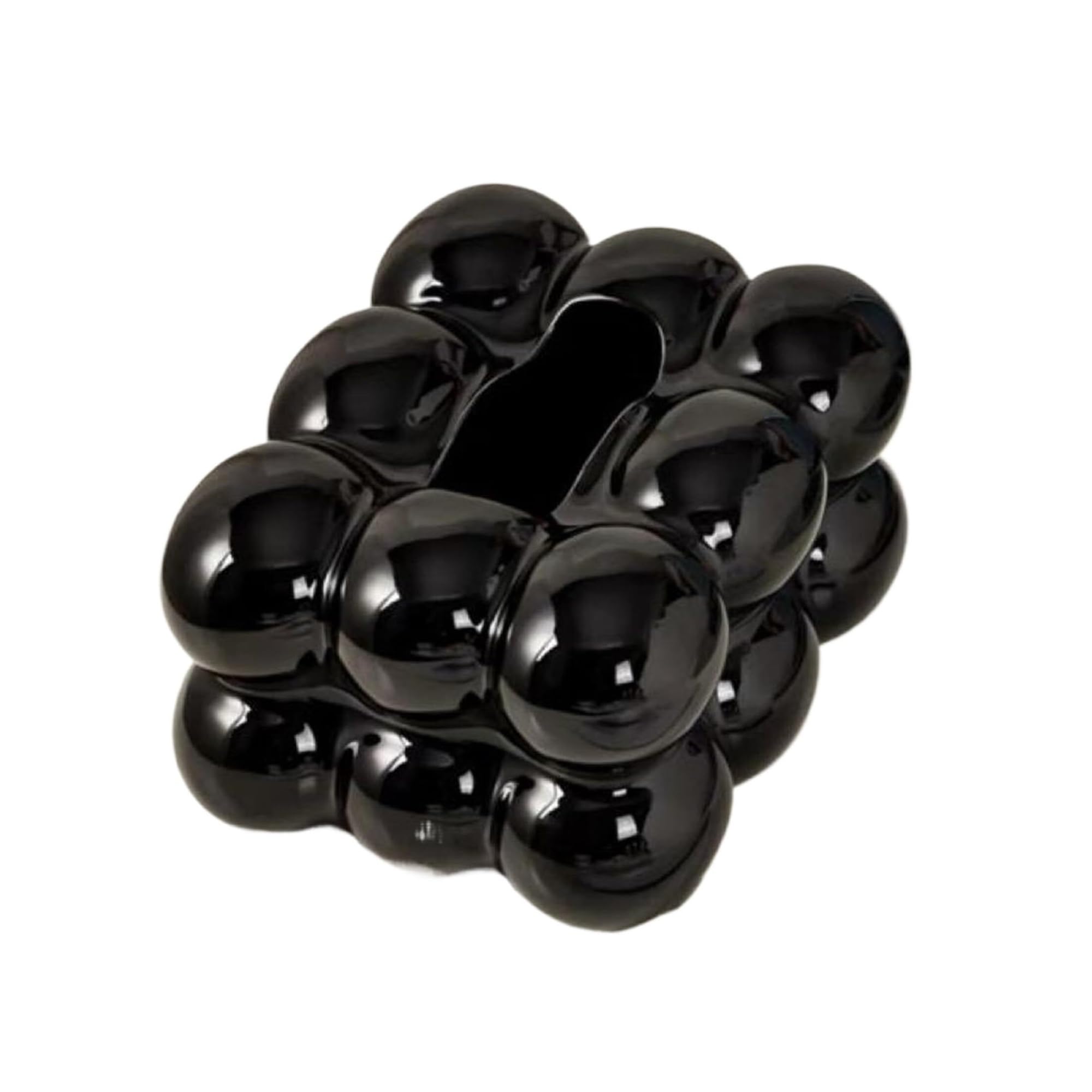 Boîte à mouchoirs en céramique design bulles noir pour décoration de salle de bain créative