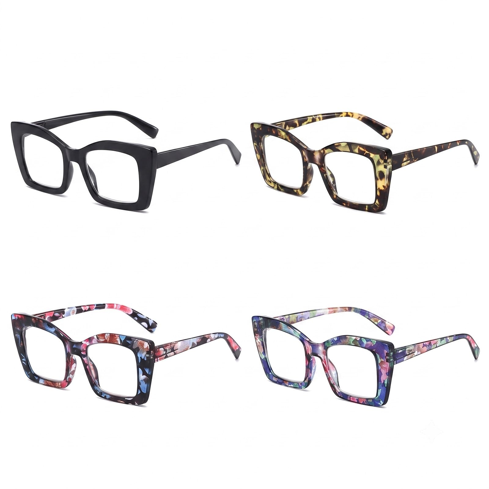 Gafas de Lectura Cuadradas Retro, Lentes para Vista Cansada Anti Luz Azul