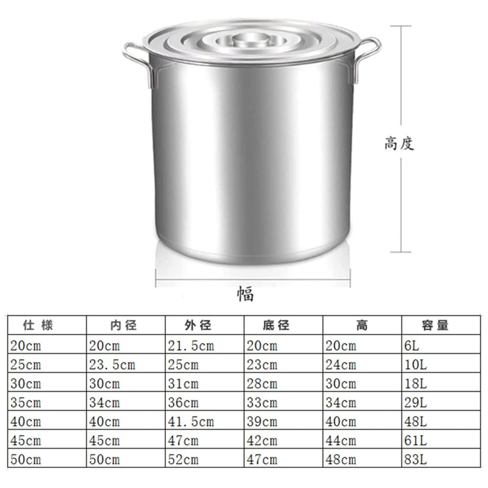 只今期間限定値下げ中！寸胴鍋　ステンレス鋼18-8 40リットル　業務用食堂 寸胴鍋 ステンレス製 [IH・ガス] 18~45cm 全9サイズ