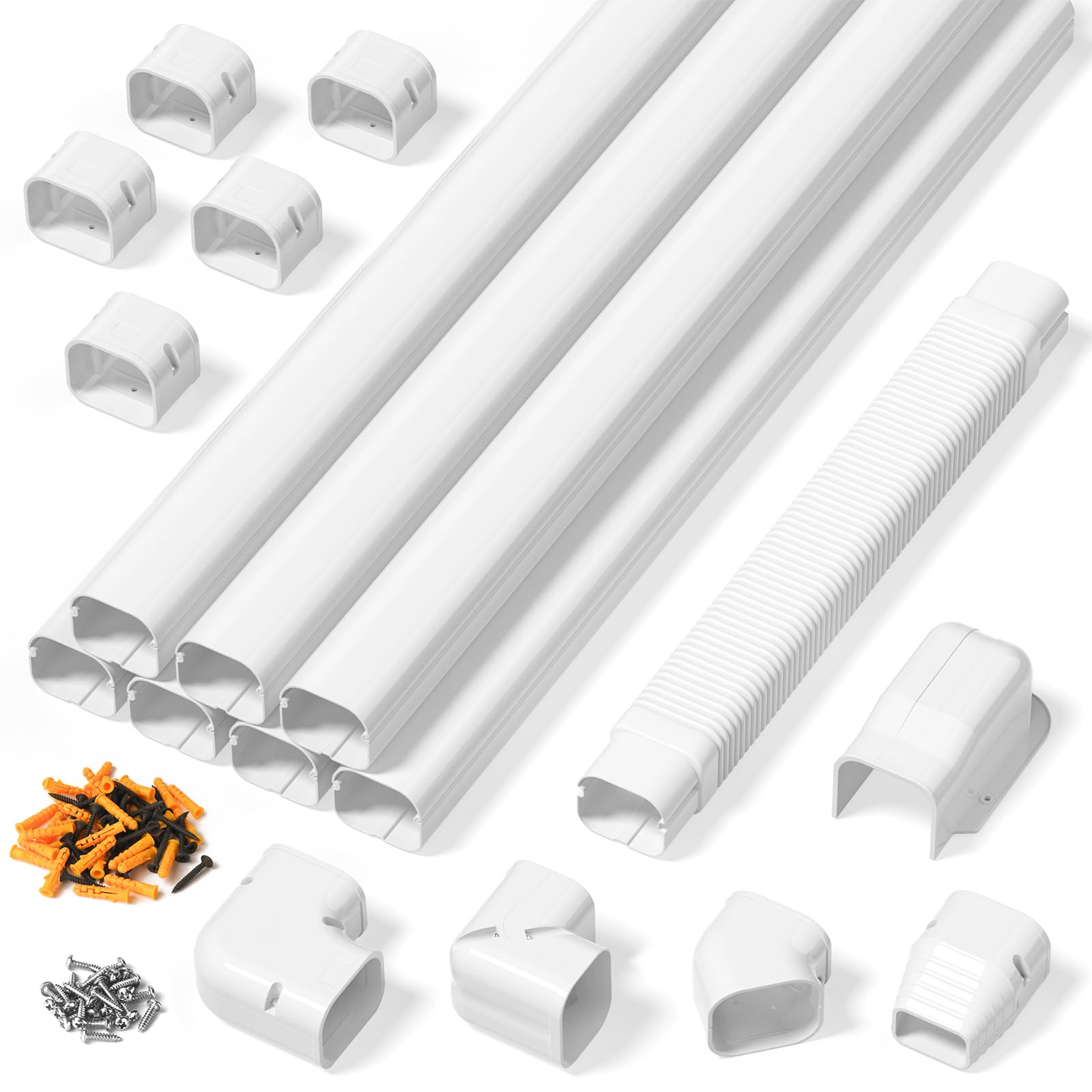 Kalkehay 3" 25Ft Line Set Cover Kit for Mini Split Air Conditioners, Decorative Line Hide Pipe Cover for Central AC and Heat Pumps