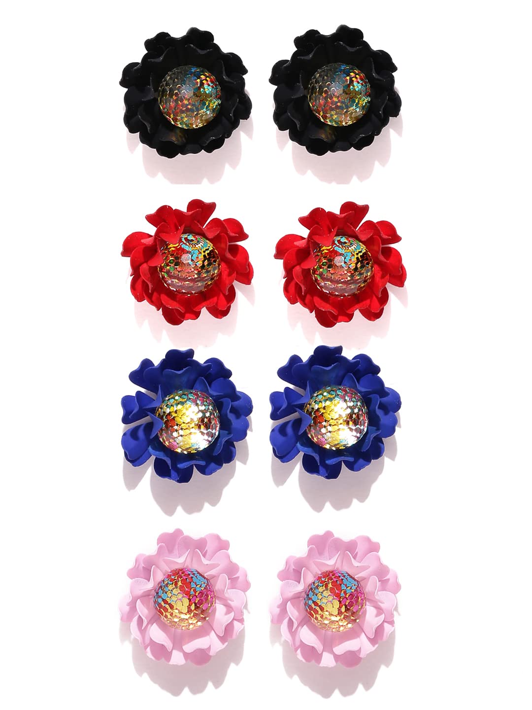 YouBella Jewellery Combo of 4 Floral Stud Earrings for Girls and Women (Multi) (YBEAR_33353) (B0BV2B39VS) Amazon Price History, Amazon Price Tracker