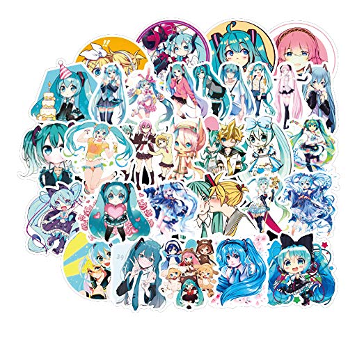 Anime Hatsune Miku Stickers for Water Bottle Laptop Vinyl Stickers Computer Car Helmet Skateboard Luggage Bike Bumper Graffiti Waterproof Decals 50Pcs
