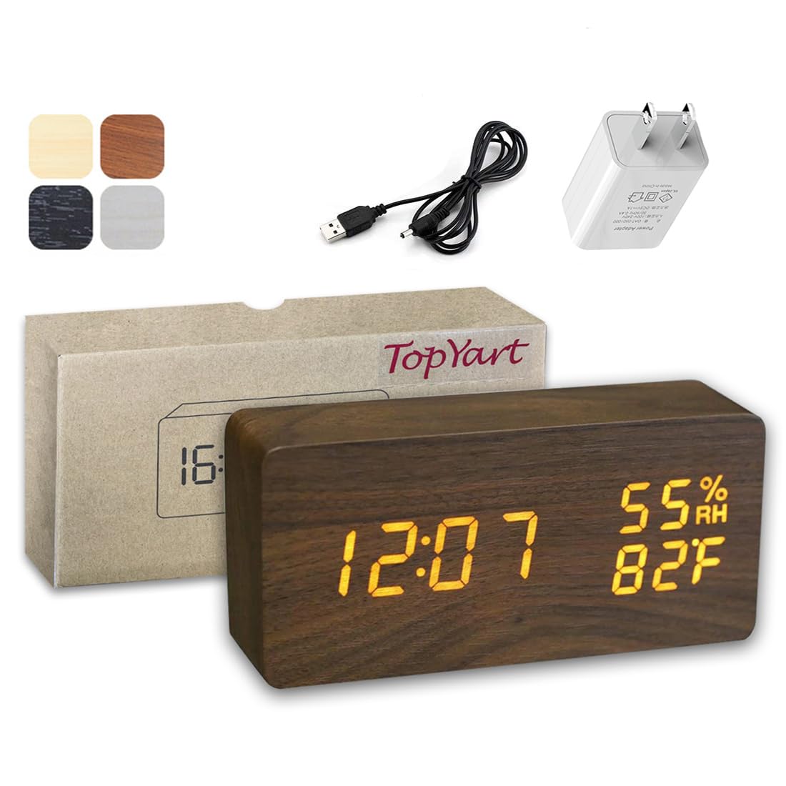 Amazon.co.jp: TopYart 置き時計 LED目覚まし時計 多機能付きデジタル