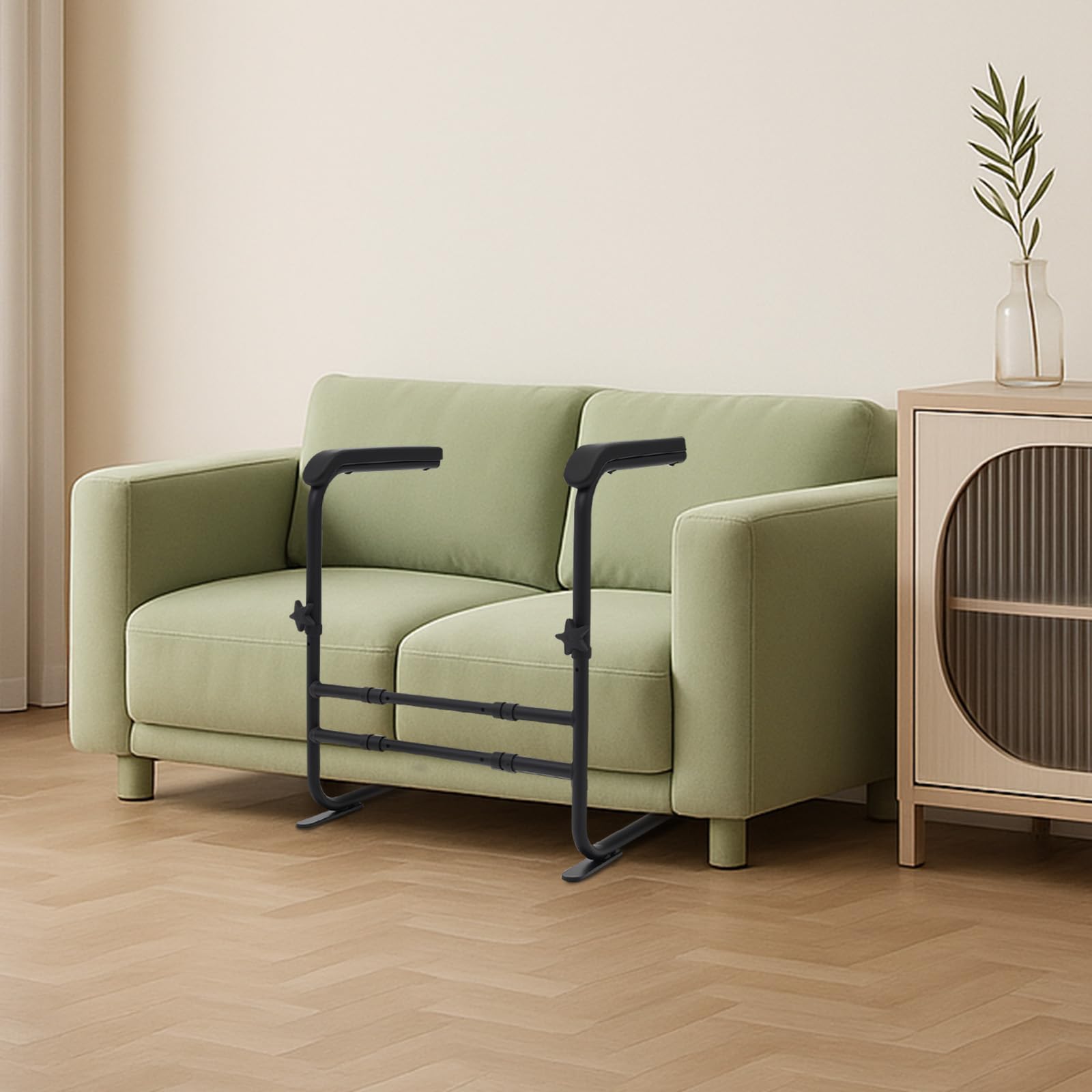 Sollevamento per divano/letto/toilette, dispositivo di sollevamento antiscivolo per anziani con manico largo, regolabile in altezza e larghezza per pazienti e disabili, fino a 204 kg (nero)
