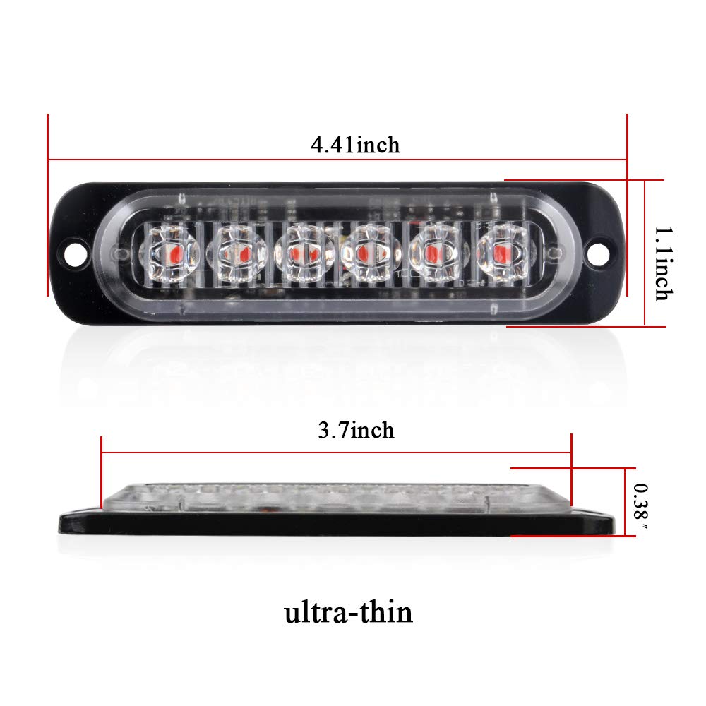 4 szt. Ultra cienkie 6 LED światła ostrzegawcze Red Hazard Migające światło stroboskopowe uniwersalne dla 12-24 V samochód ciężarówka przyczepy kempingowej przyczepy kempingowej do samochodu