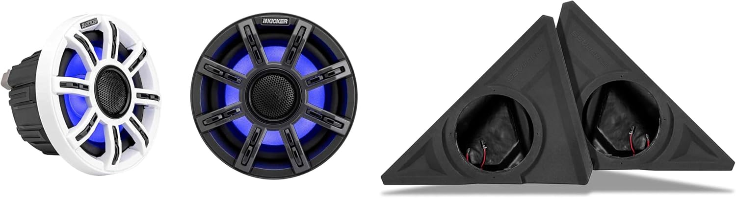 KICKER 51MSC65 6.5" Parlantes Marinos LED y Pódiums Frontal Compatible con Polaris Slingshot