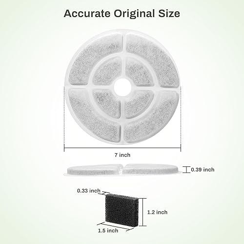 Miniatura 7 de Paquete de 6 filtros de repuesto para fuente de agua para perros de 2.5 galones9.5 litros, filtros de fuente de agua para gatos más grandes, filtros