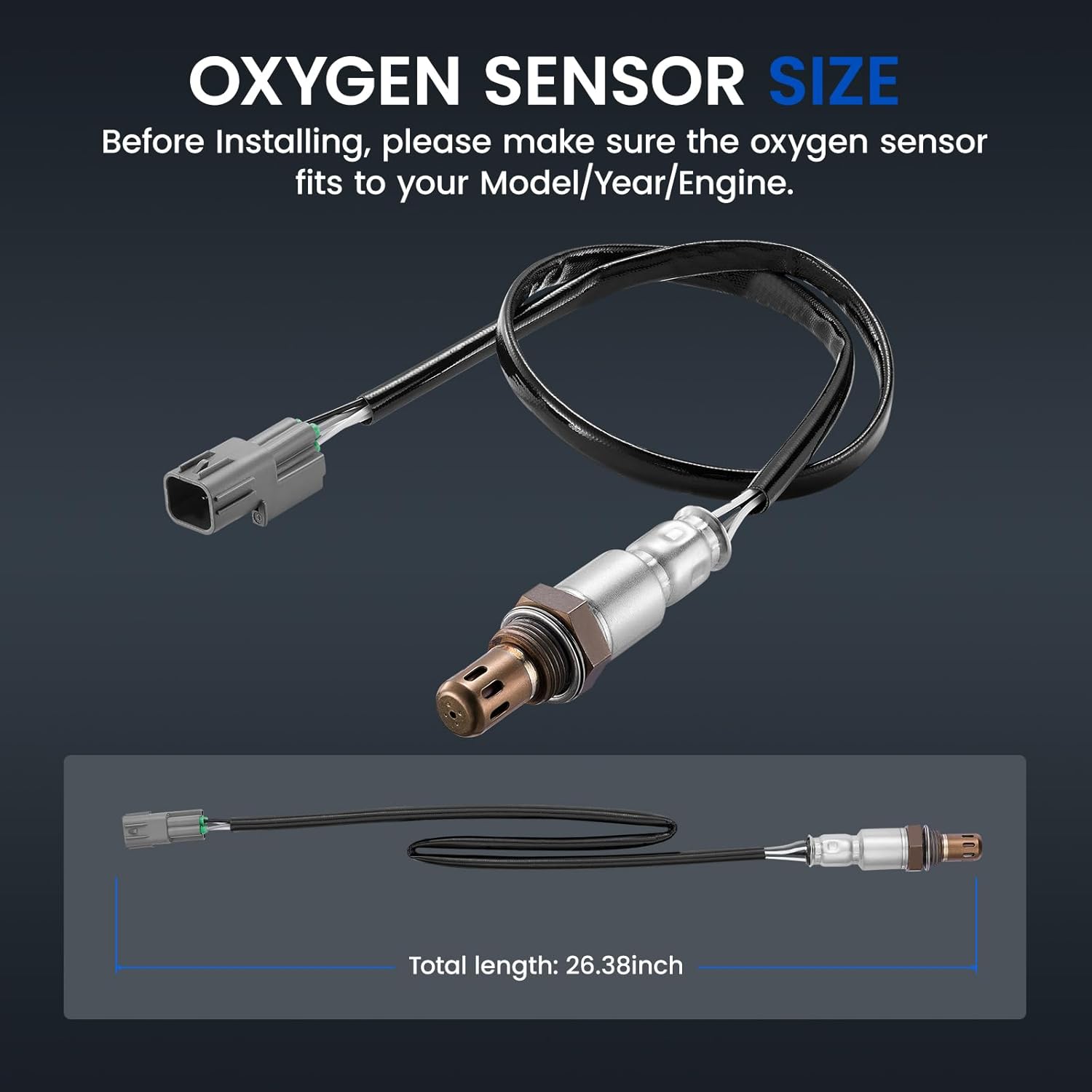 Oxygen O2 Sensor 250-241276 Downstream Compatible with Hyundai Santa Fe Sport Tucson Sonata Palisade, Compatible with Kia Optima Sorento Sportage Stinger Telluride, 1PCS