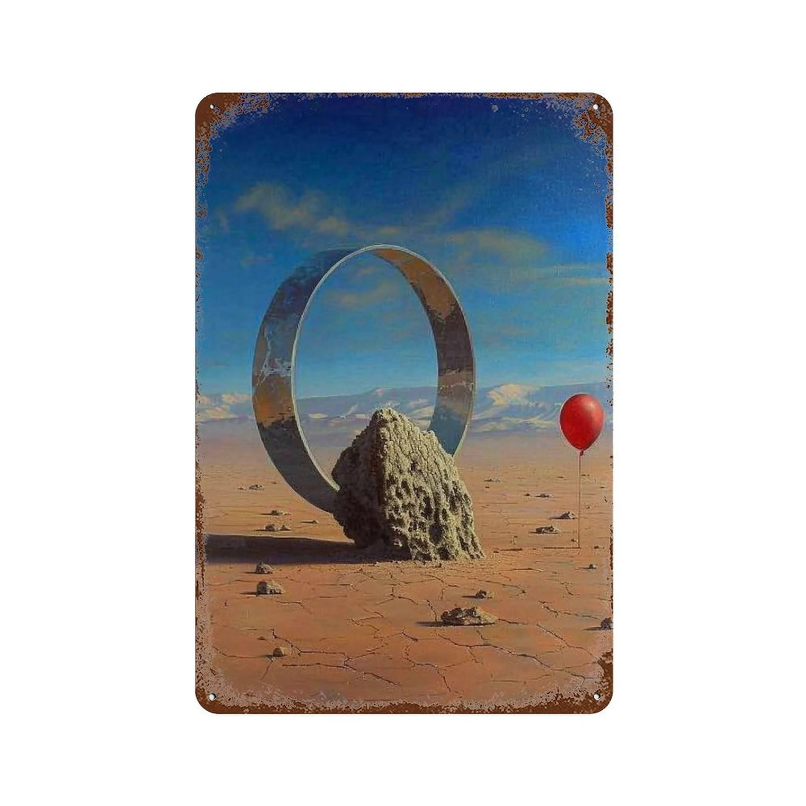 Wujhgrsg Style Surreal Desert Ring Floating Rock 01 Wall Art Retro Iron Vintage Metal Tin Sign Poster Modern Decor For Home Cofffee Club Bar Shop 30X20cm